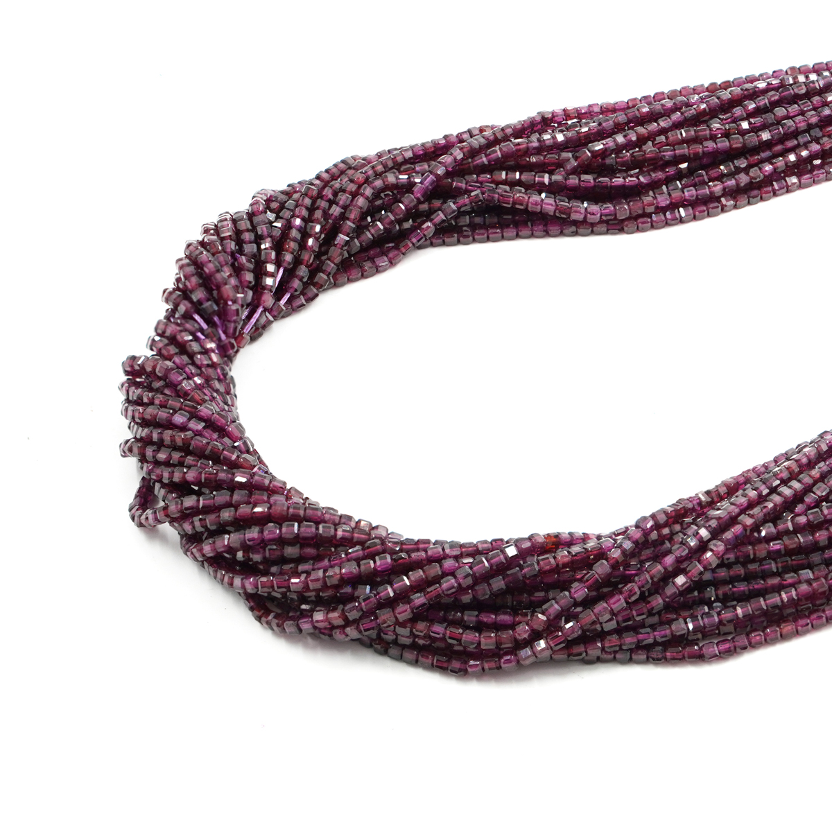 Garnet strands faceted dice shape size 3mm