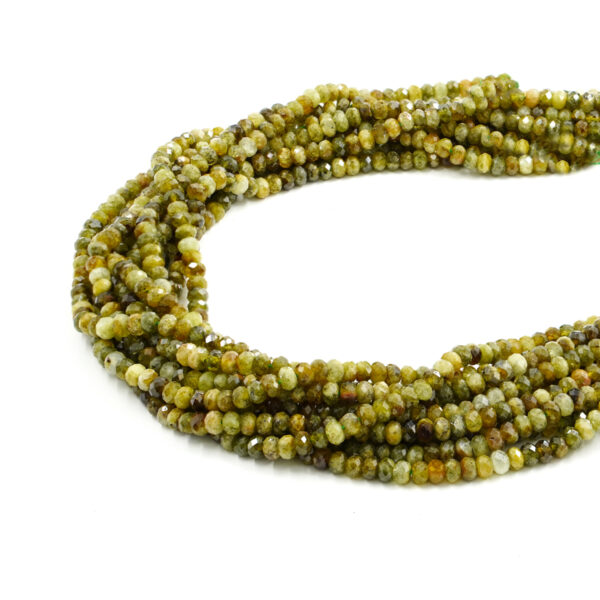 Green Garnet strands faceted washer shape size 5x3mm