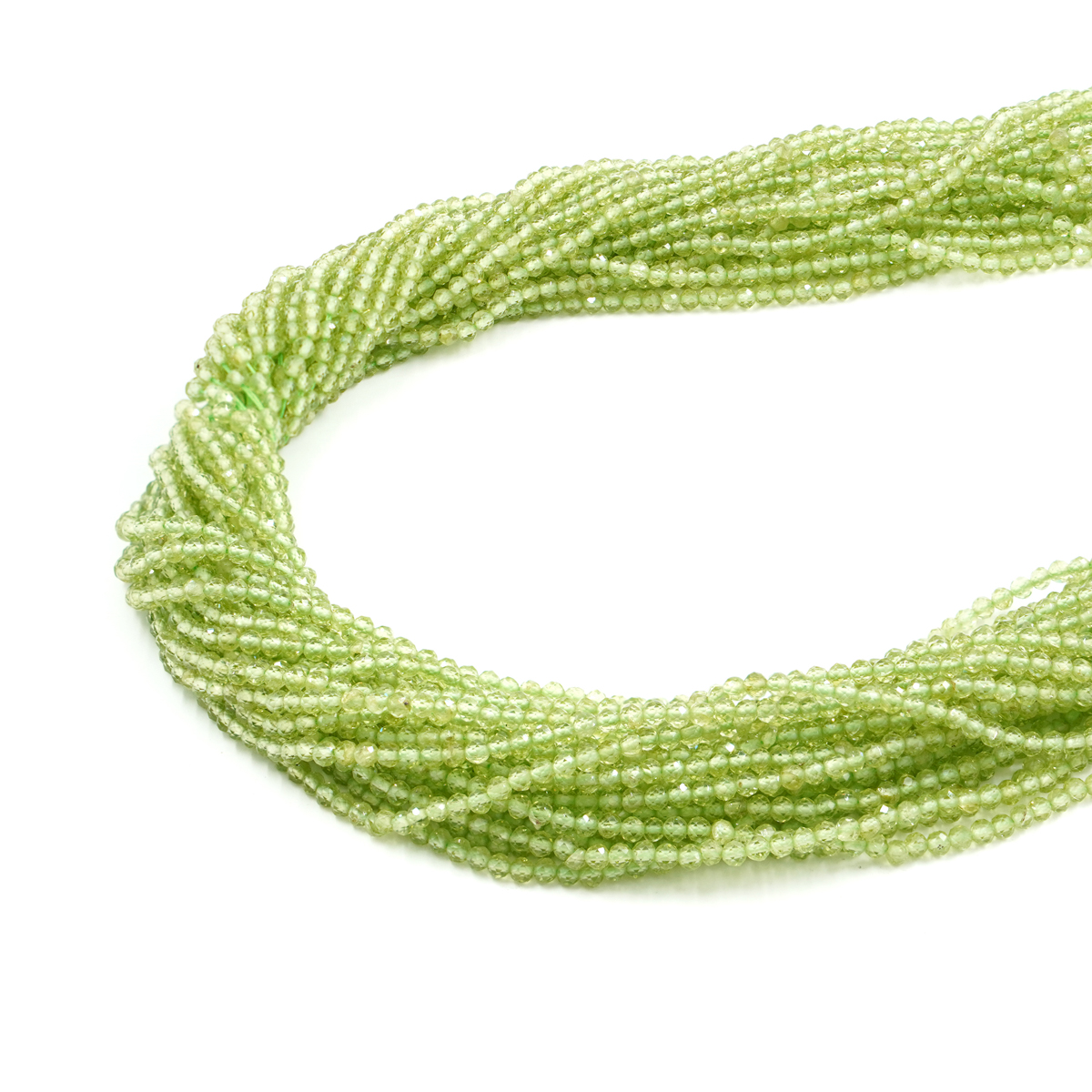Peridot strands faceted round shape size 3mm
