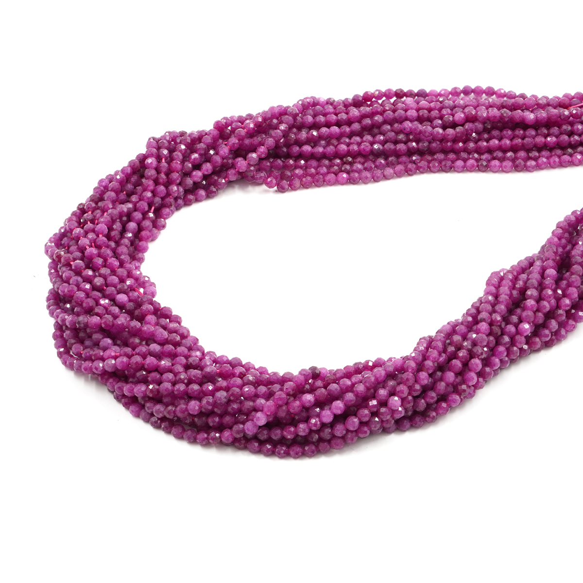 Ruby strands faceted round shape size 3mm – A Quality