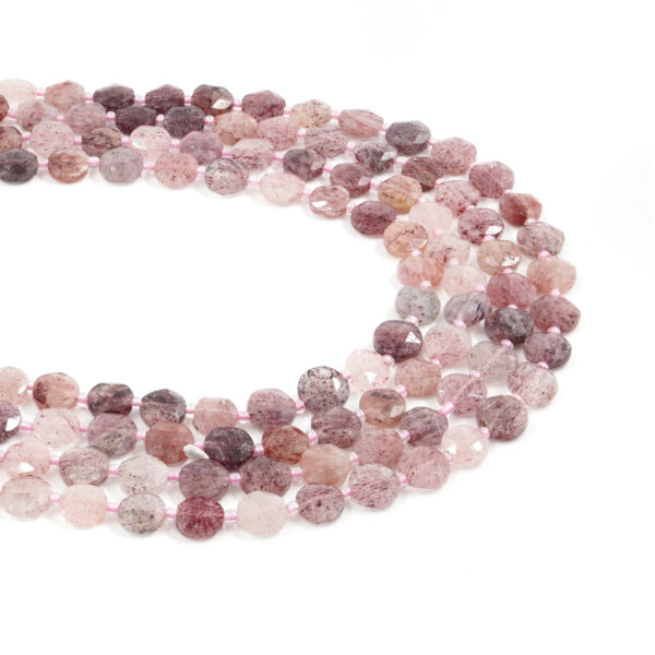 Strawbarry quartz strands faceted coin shape size 10mm