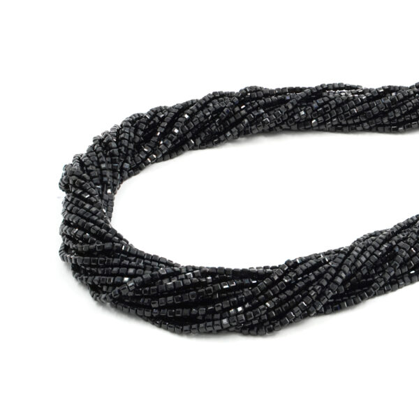Black Tourmaline strands faceted dice shape size 2,5mm