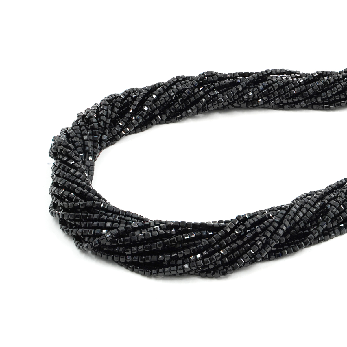 Tormalina Nera fili cubi sfaccettate 2,5mm