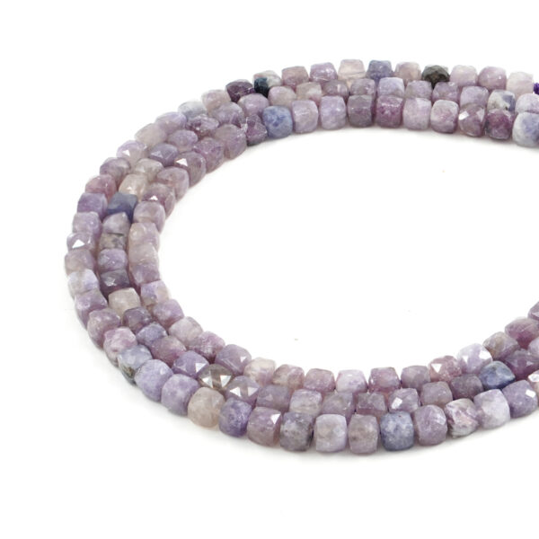 Purple Tourmaline strands faceted dice shape size 7mm