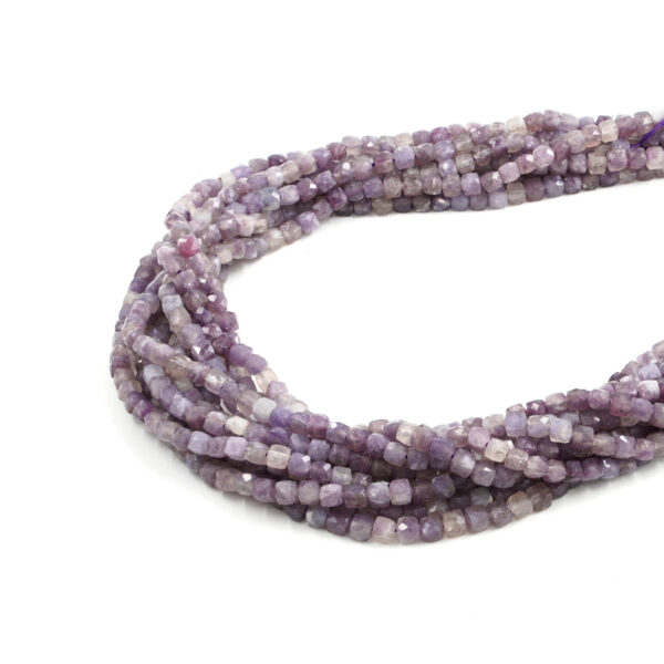 Purple Tourmaline strands faceted dice shape size 5mm