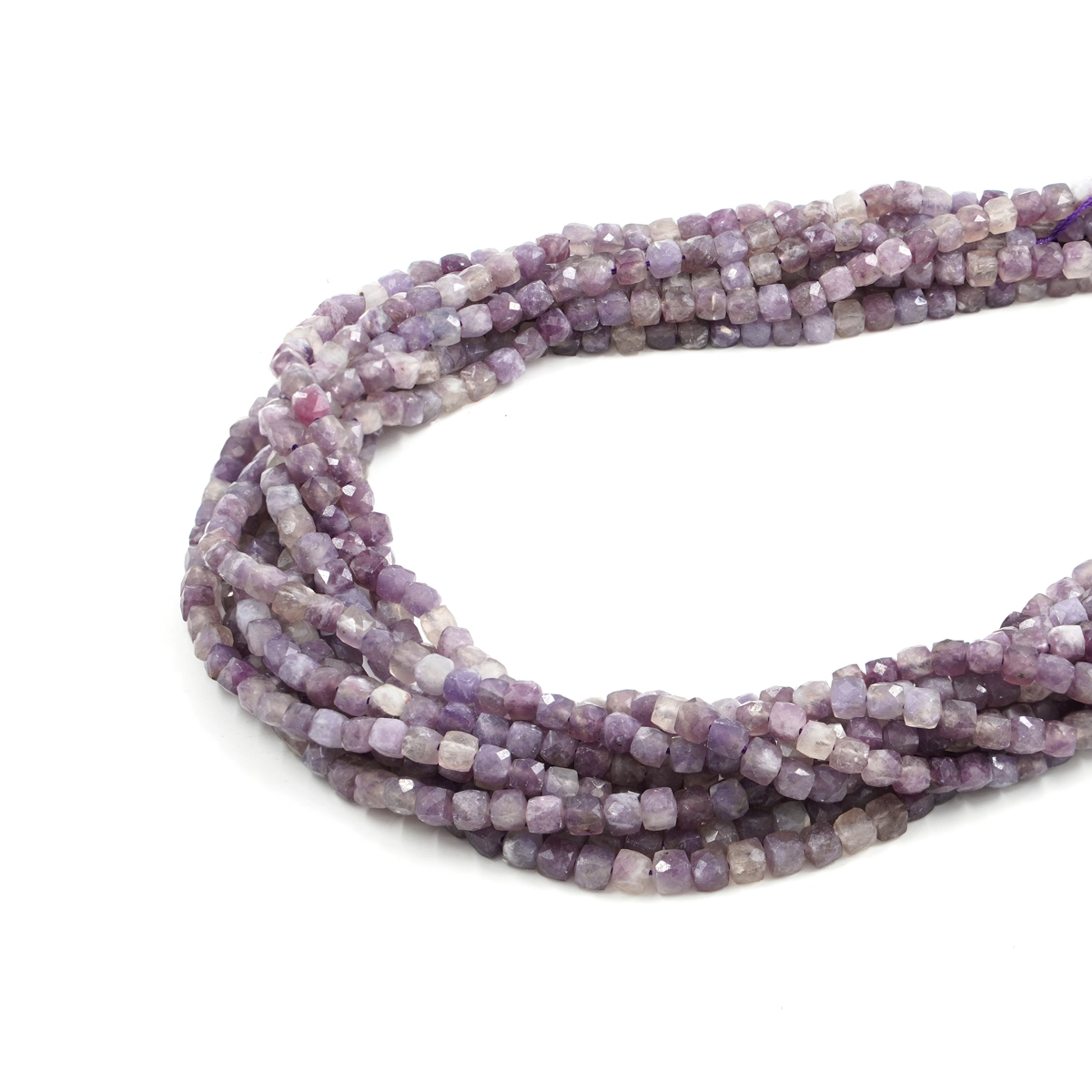 Purple Tourmaline strands faceted dice shape size 5mm