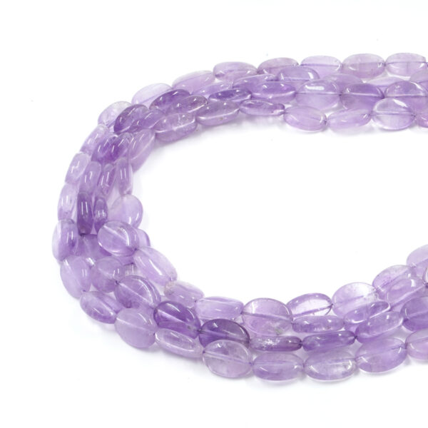 Lavender Amethyst strands flat oval shape size 14x10mm