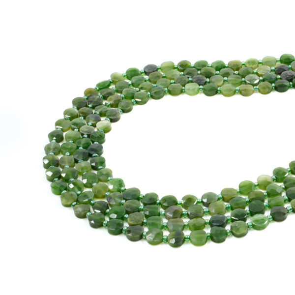 Canadian Jade strands faceted coin shape size 8mm