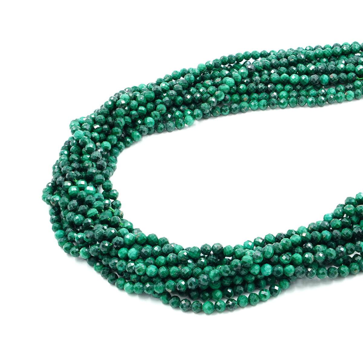 Malachite fili tondi sfaccettati 3mm a 4mm - immagine 2
