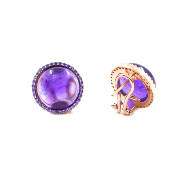 Sterling Silver earring with amethyst and purple zircons – Rose Color