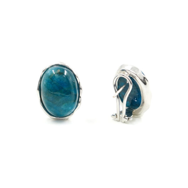 Sterling Silver earring with oval apatite – Rhodium Color
