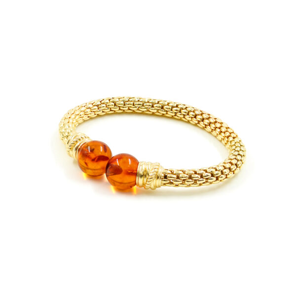 Sterling Silver Fope bracelet with amber sphere – Golden Color
