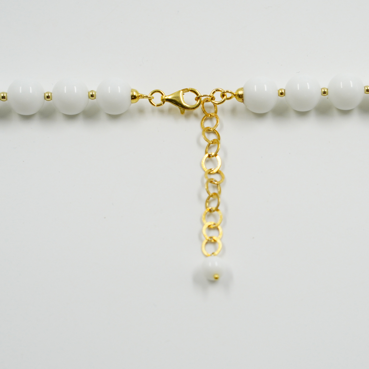 Collana con agata bianca, pasta di turchese, chiusura in argento - Dorato - immagine 3
