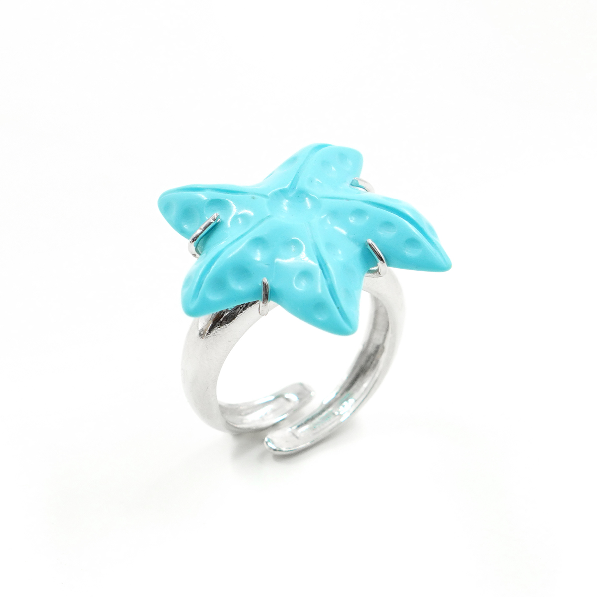 Anello in argento con stella marina in pasta di turchese – Rodiato
