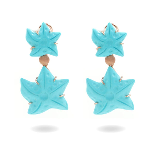 Sterling silver earrings with recon turquoise marine star shape – Rose Color
