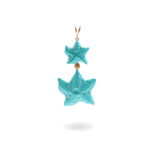 Sterling silver pendant with recon turquoise marine star shape – Rose Color
