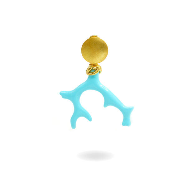 Sterling silver pendant with recon turquoise branch shape – Golden Color
