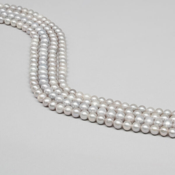 Fresh Water Pearls strands round shape size 4-5mm – Grey Color