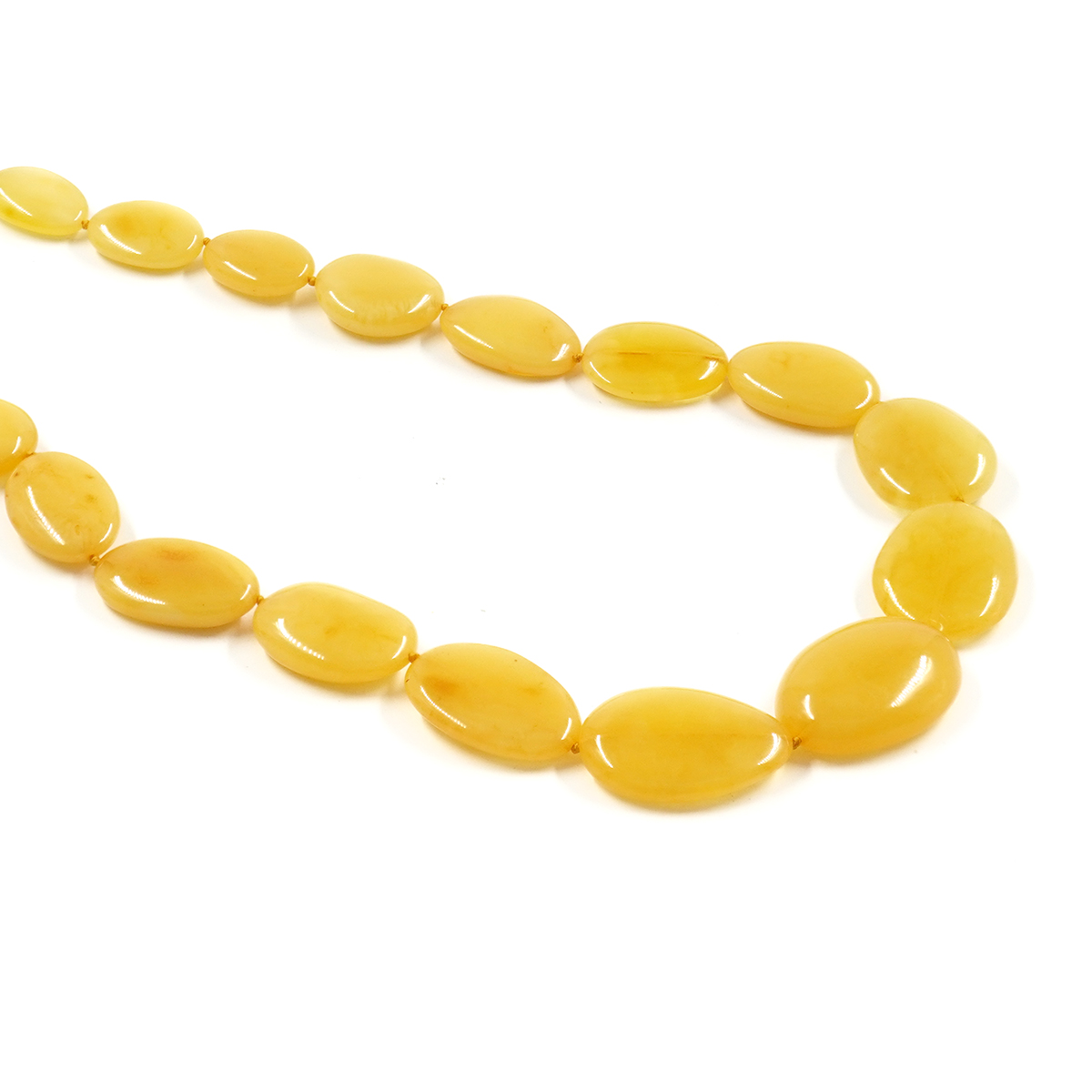 Yellow Baltic Amber Necklace flat tumbles shape
