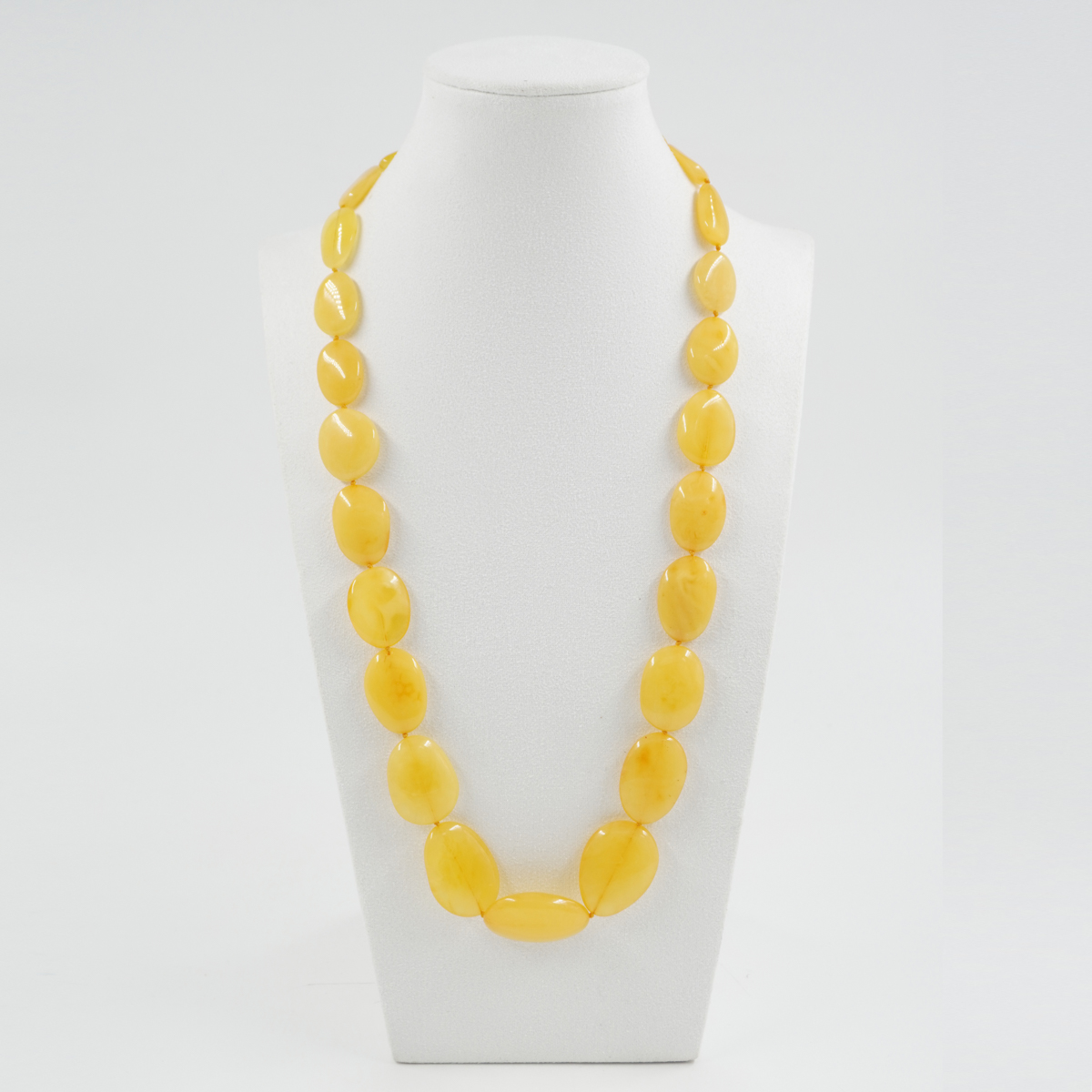 Yellow Baltic Amber Necklace flat tumbles shape - Image 2
