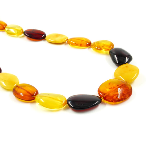 Multicolor Baltic Amber Necklace flat tumbles shape