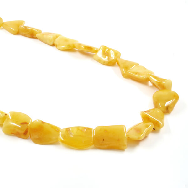 Yellow Baltic Amber Necklace irregular flat tumbles shape
