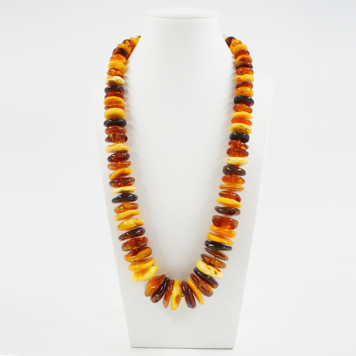 Multicolor Baltic Amber Necklace gradation washer shape - Image 2