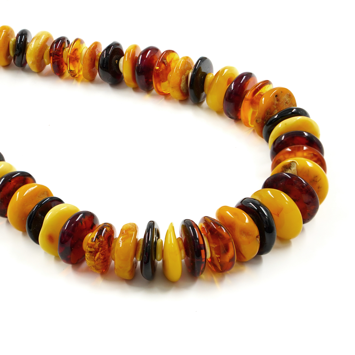 Multicolor Baltic Amber Necklace gradation washer shape