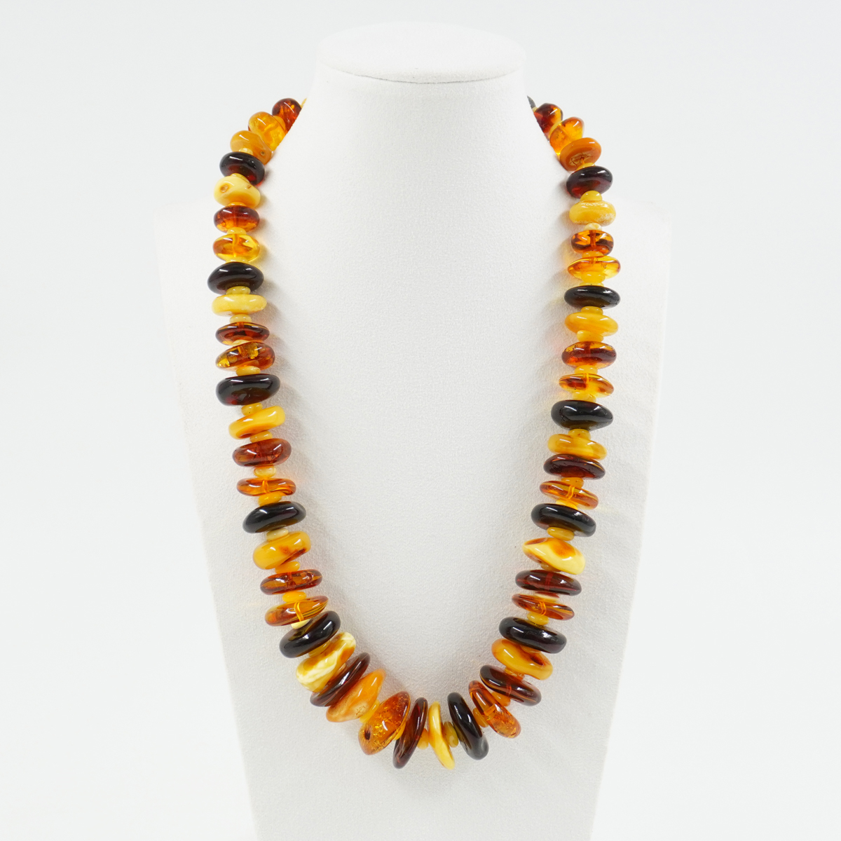 Multicolor Baltic Amber Necklace gradation washer shape - Image 2