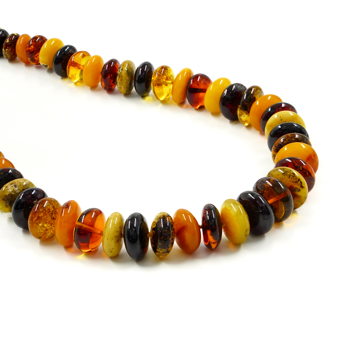 Multicolor Baltic Amber Necklace gradation washer shape