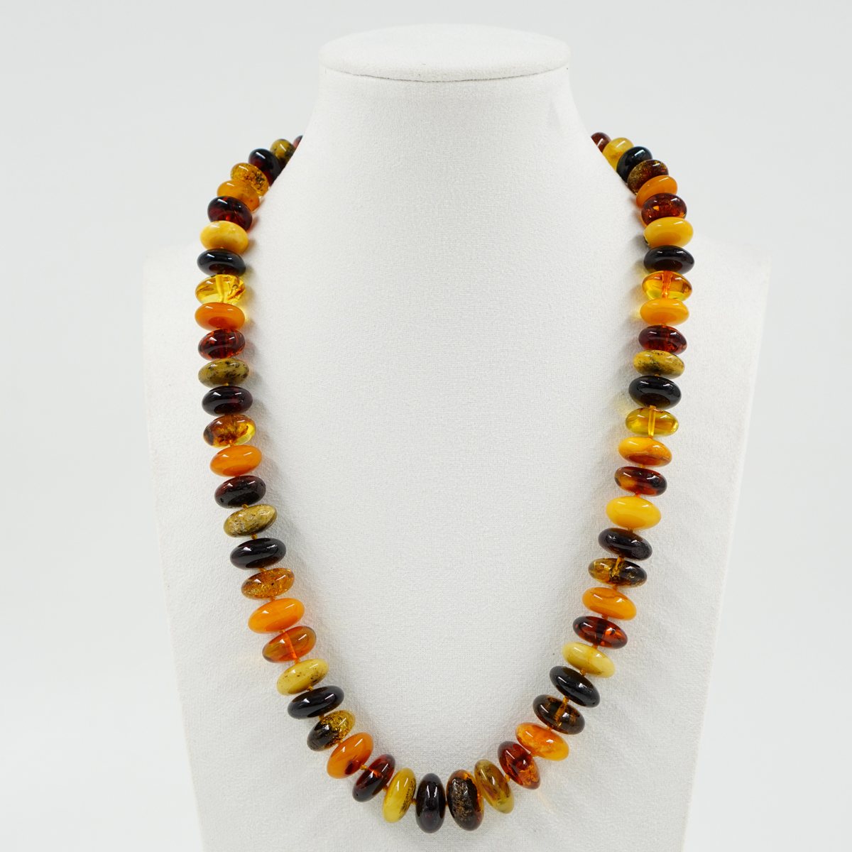 Multicolor Baltic Amber Necklace gradation washer shape - Image 2