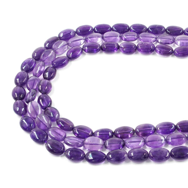 Amethyst strands flat oval shape size 14x10mm - A Quality