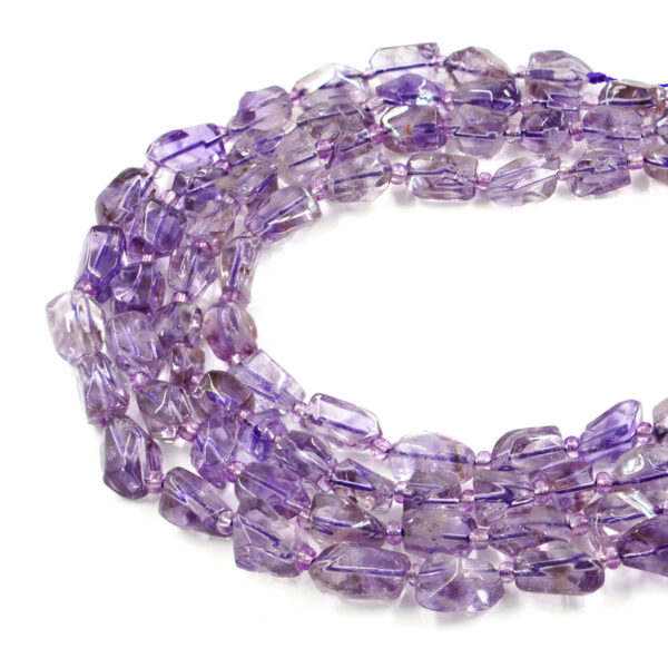 Amethyst strands faceted tumbles shape size 10x16mm