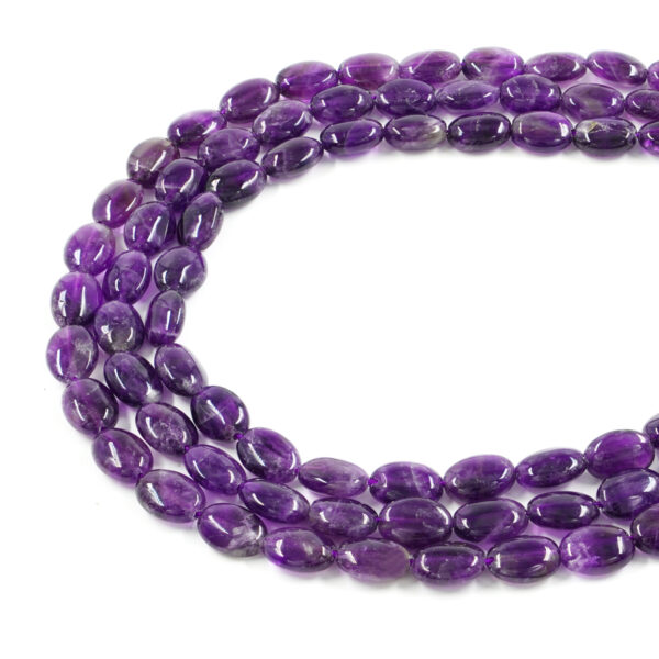 Amethyst strands flat oval shape size 14x10mm