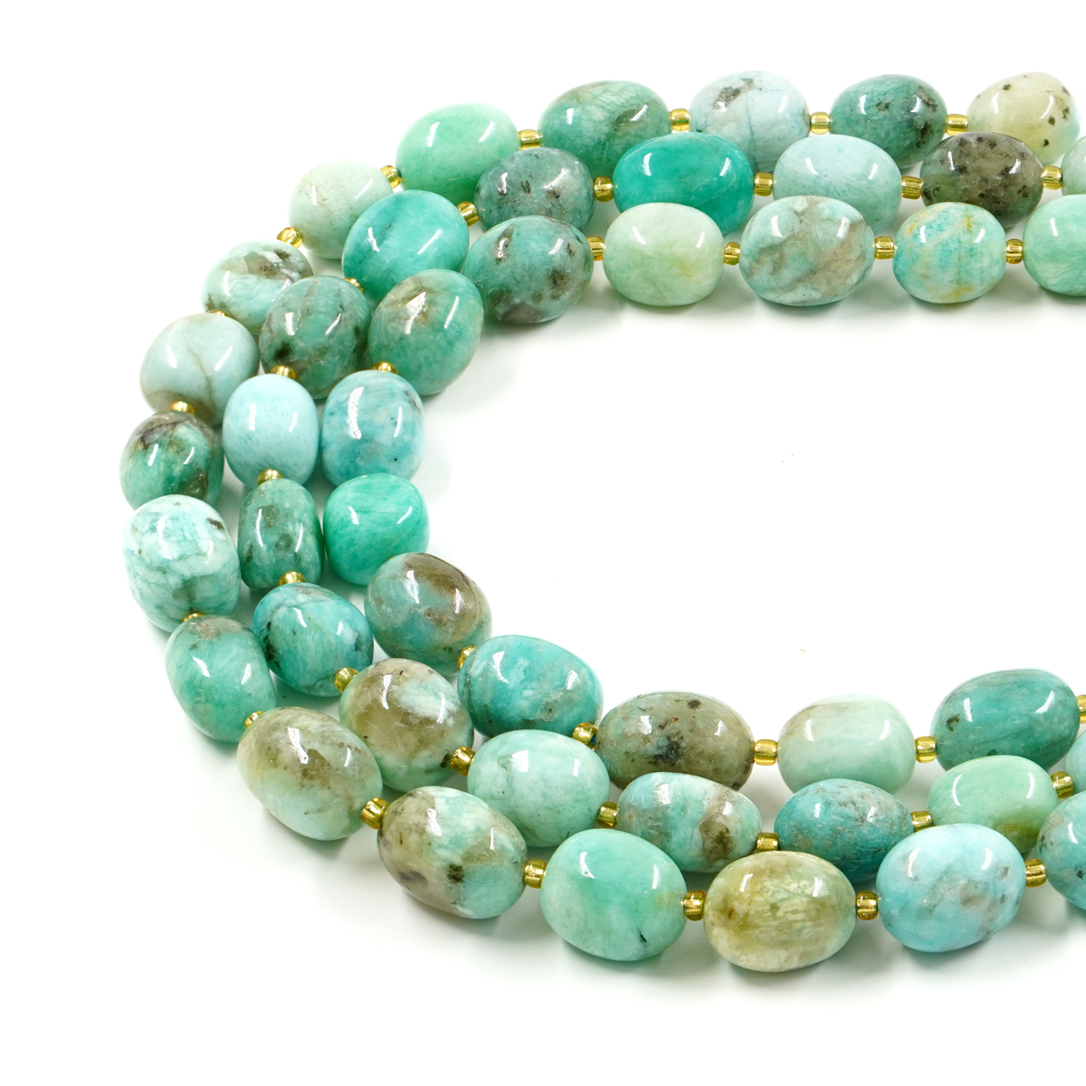 Amazonite strands tumbles shape size ~11x14mm