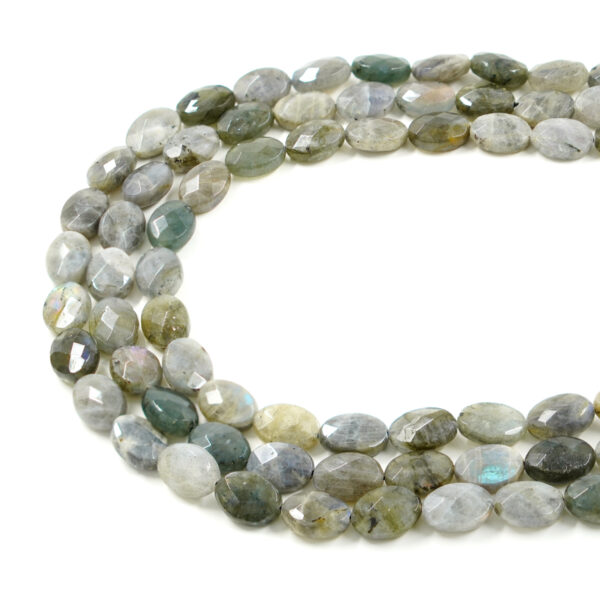 Labradorite strands faceted flat oval shape size 14x10mm