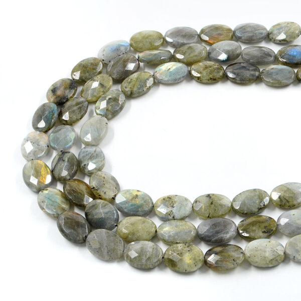 Labradorite strands faceted flat oval shape size 18x13mm