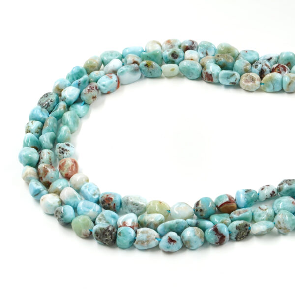 Larimar strands tumbles shape size ~12x10mm