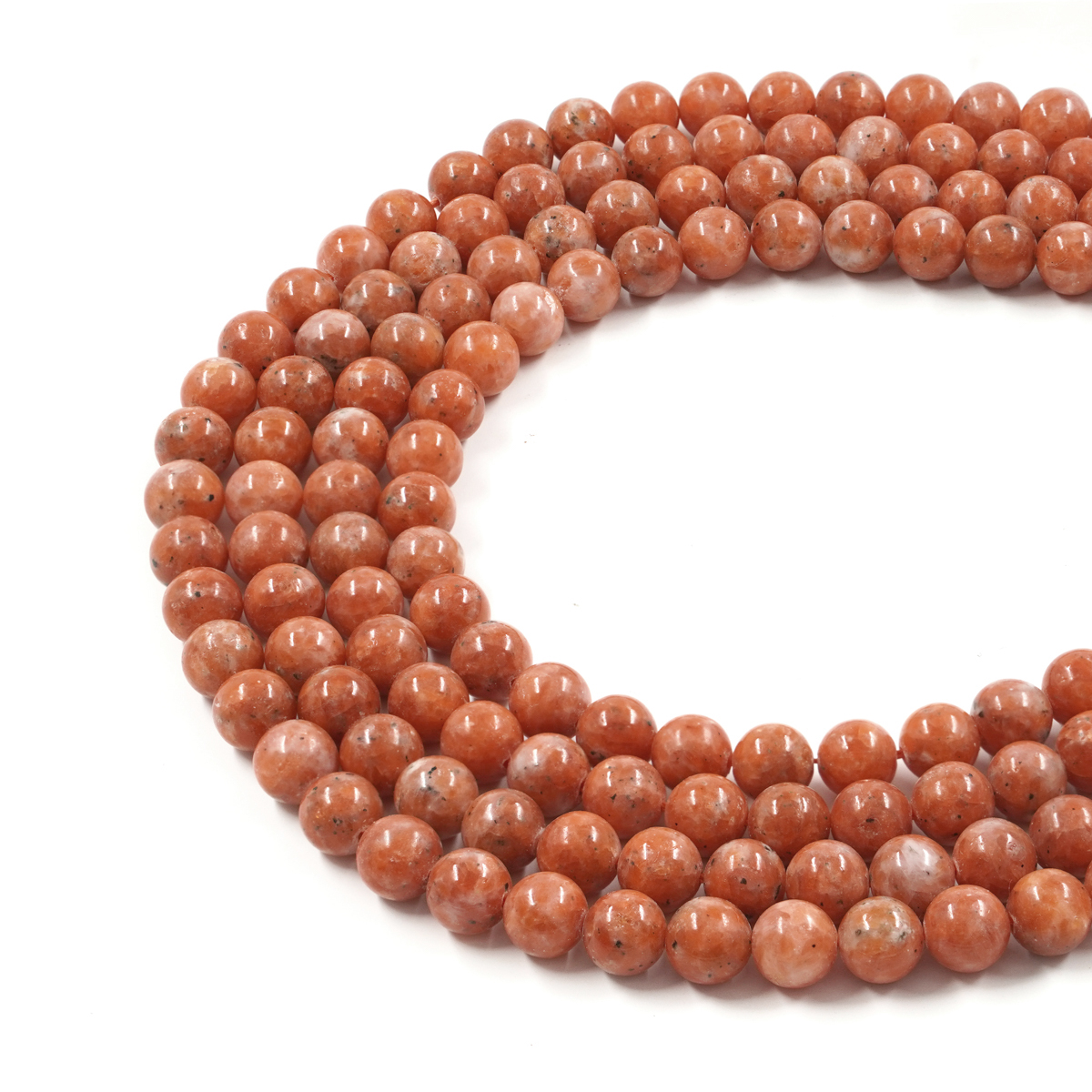 Orange Calcite strands round shape size 10mm