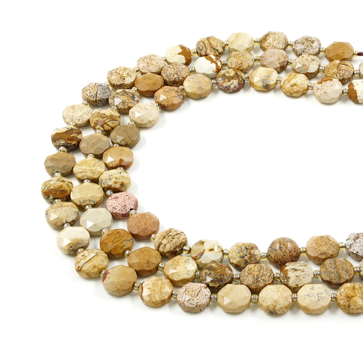 Paesine strands faceted coin shape size 12mm