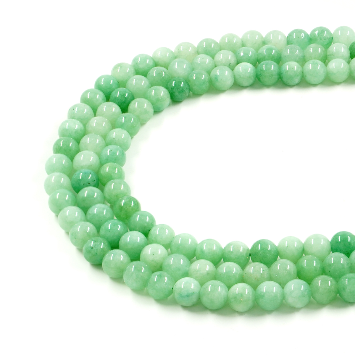Green Dyed Quartz strands round shape size 6mm to 12mm