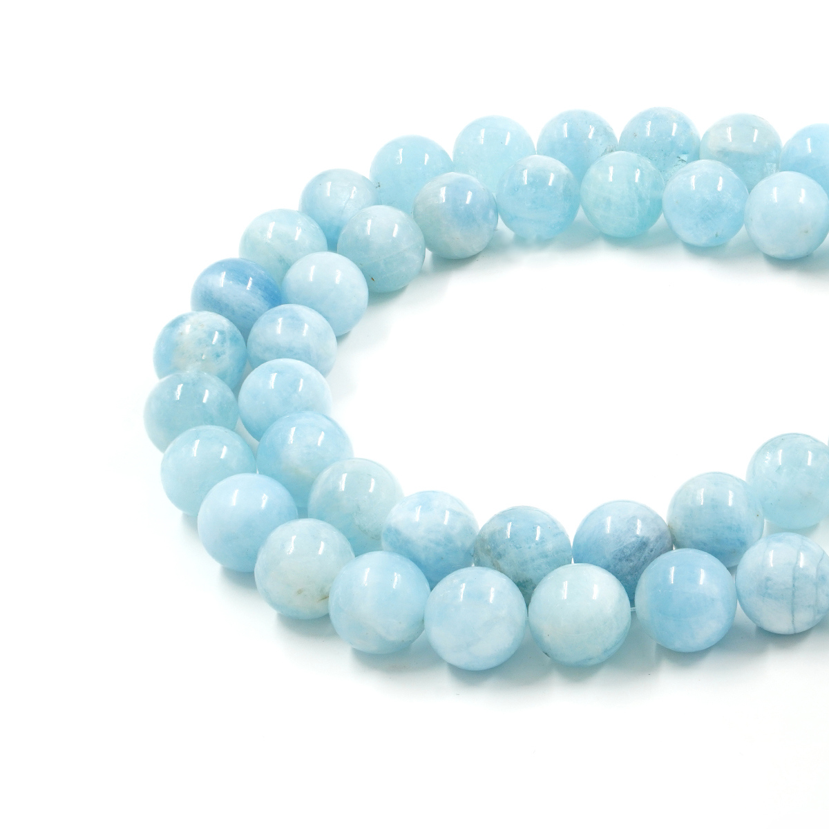 Aquamarine strands round shape size 16mm – AB-Quality