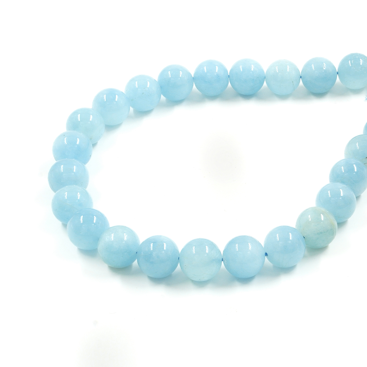 Aquamarine strands round shape size 14mm – AA-Quality