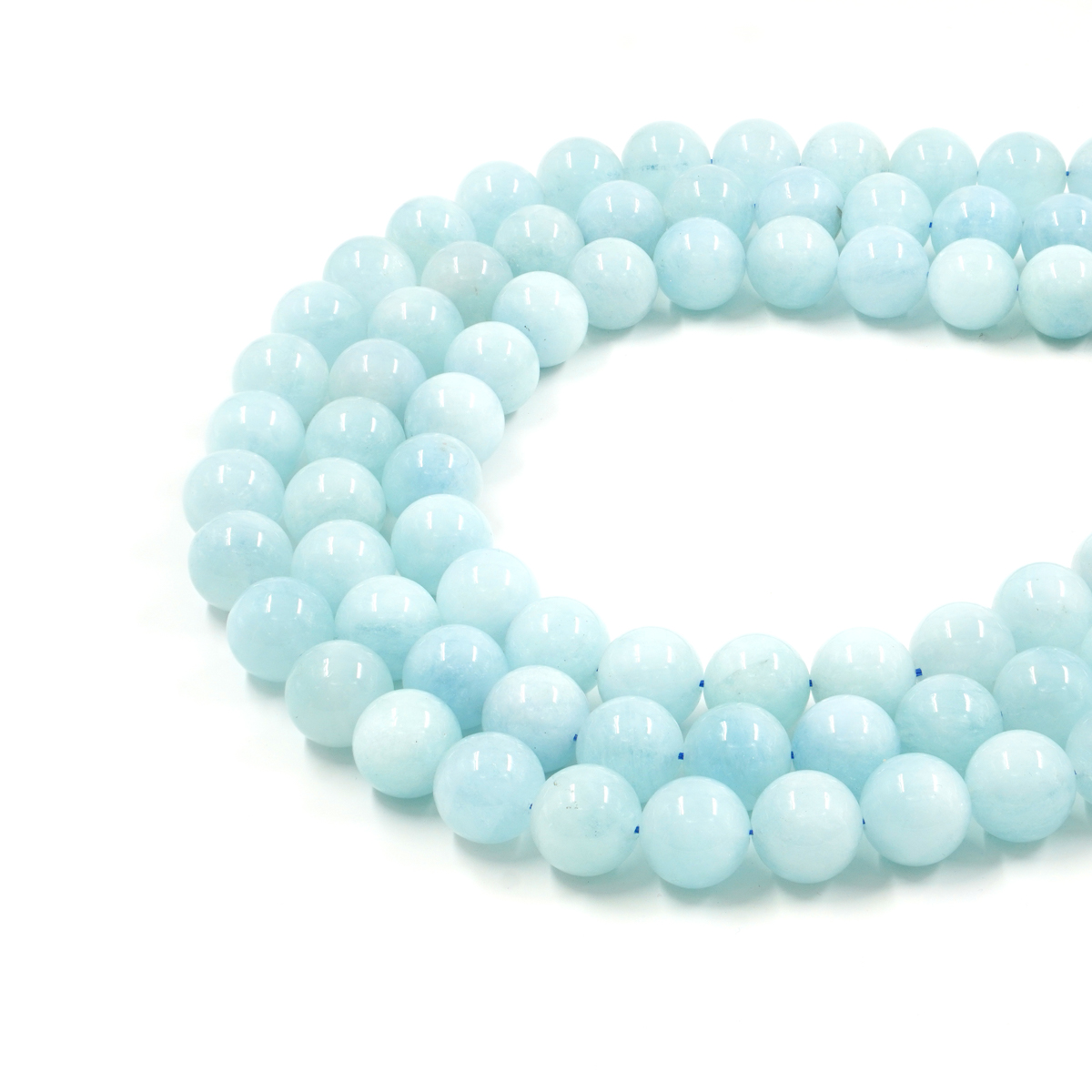 Aquamarine strands round shape size 14mm – AA-Quality