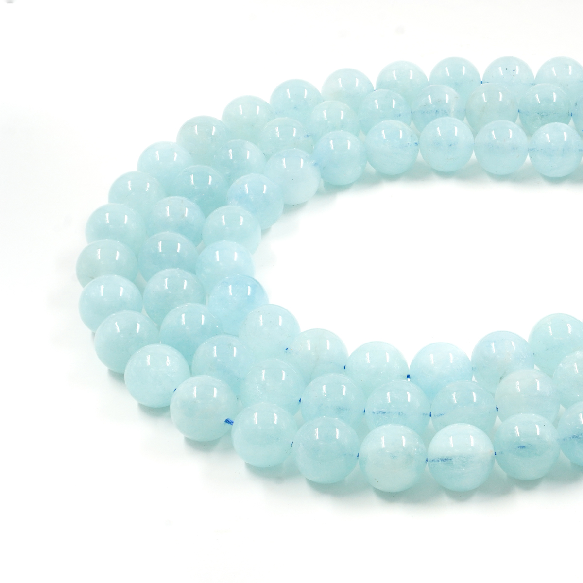 Aquamarine strands round shape size 16mm – AA-Quality