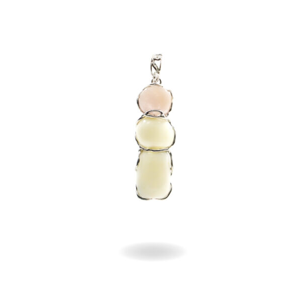 Pendente in argento con elementi in morganite e corallo bianco – Rodiato