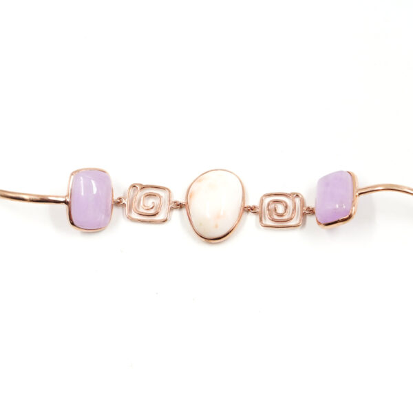 Sterling Silver Bracelet with pink coral, kunzite – Rose Color