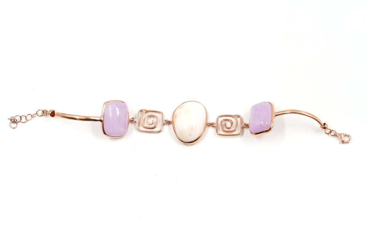 Bracciale in argento con corallo rosa, kunzite – Rosè