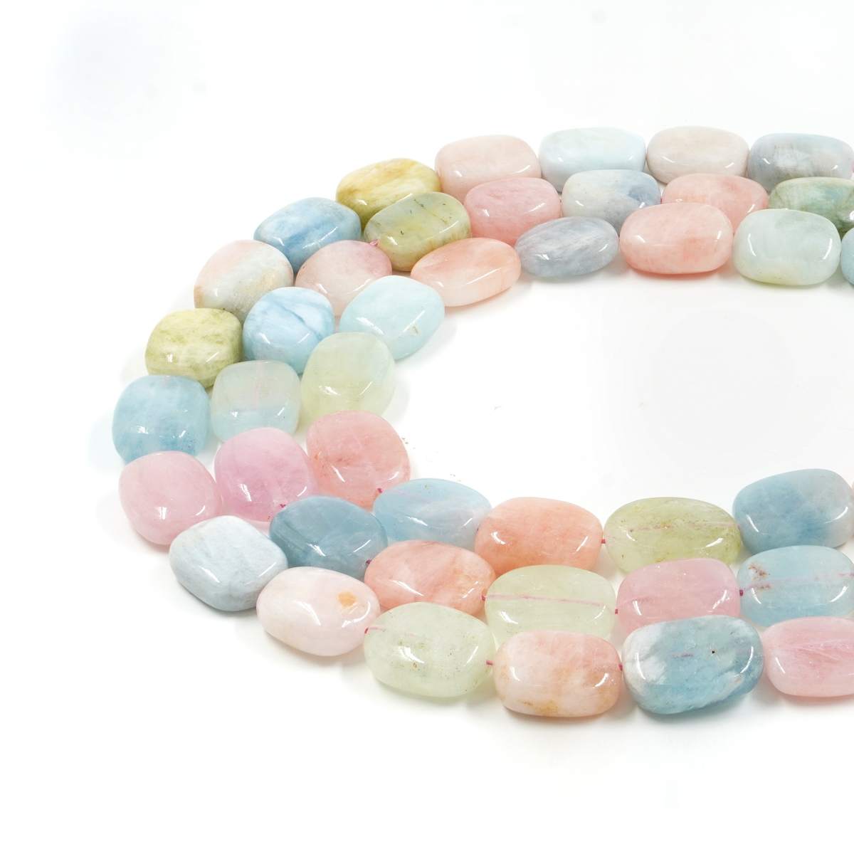 Beryl strands tumble shape size about 22x18mm