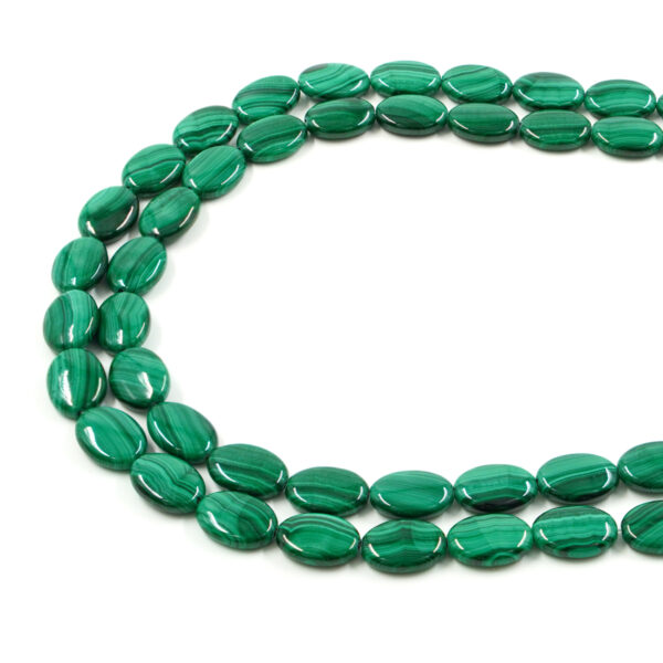 Malachite strands flat oval shape size 10x14mm